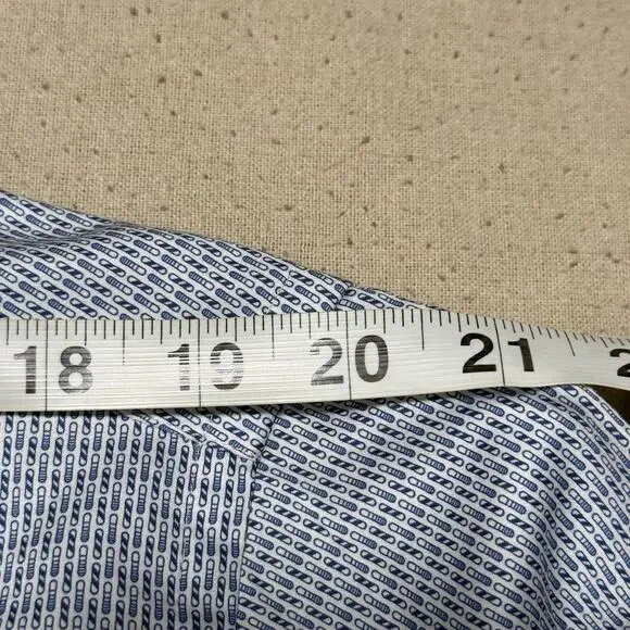 Peter Millar Button Front Shirt Mens Sz L Barber Geometric Pattern Short Sleeve - Picture 5 of 8